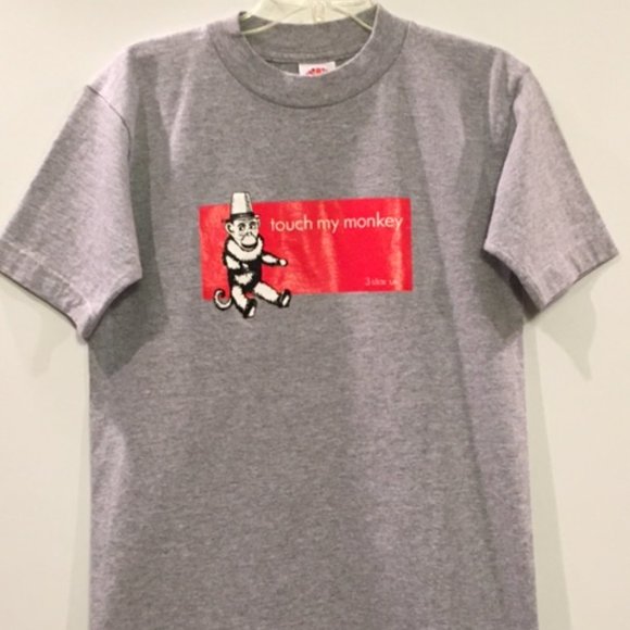 3 Star UK Gray TOUCH MY MONKEY T-Shirt NWOT - Picture 1 of 4